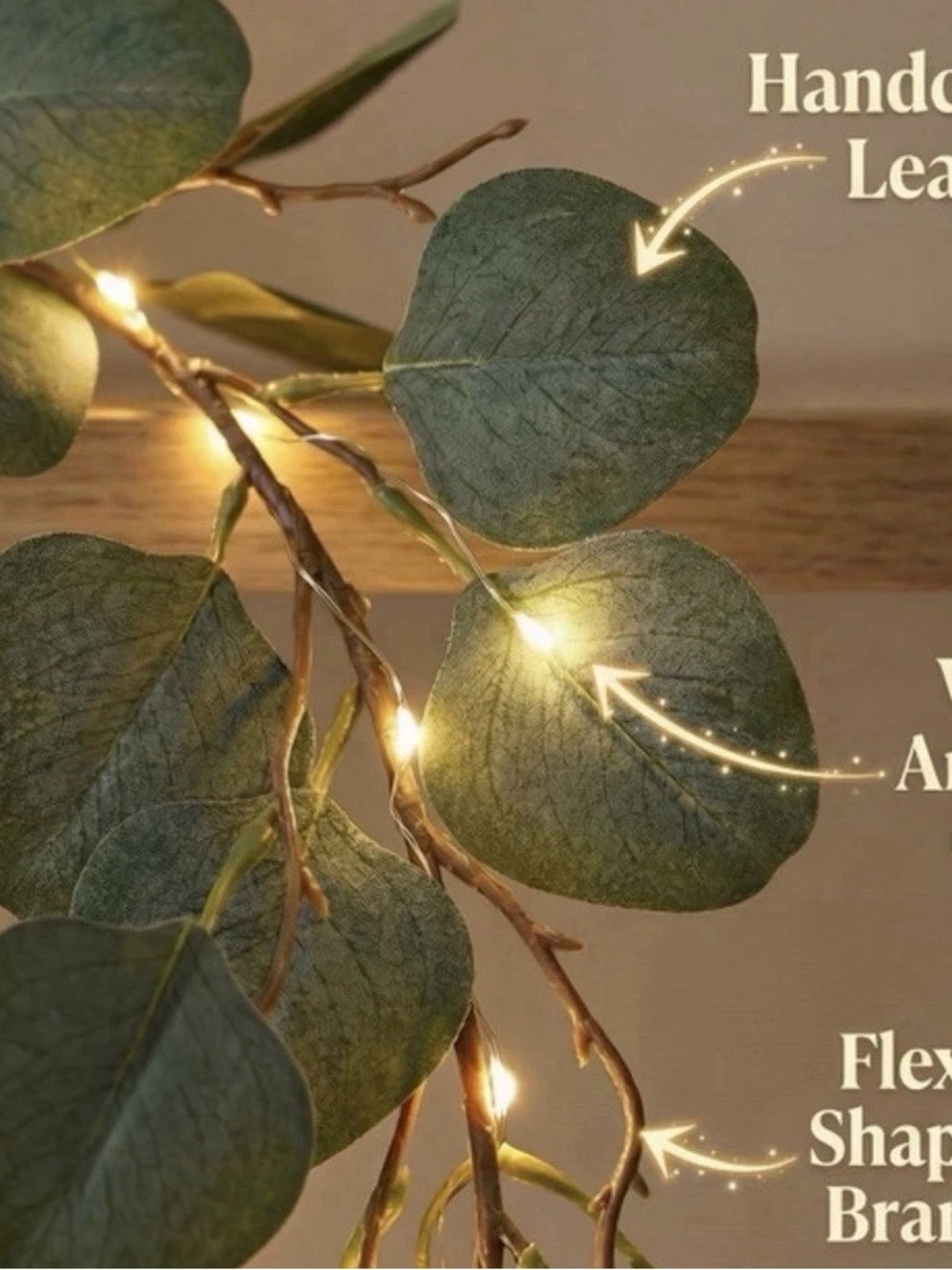 Green Eucalyptus Garland with Warm White LED Lights Holiday or Not - Picture 8 of 9